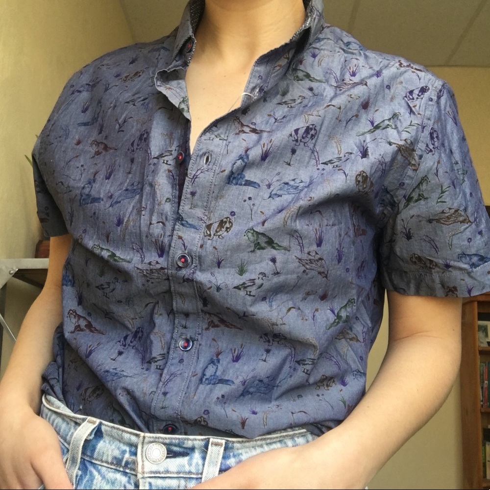 Chambray Patterned Button Downn